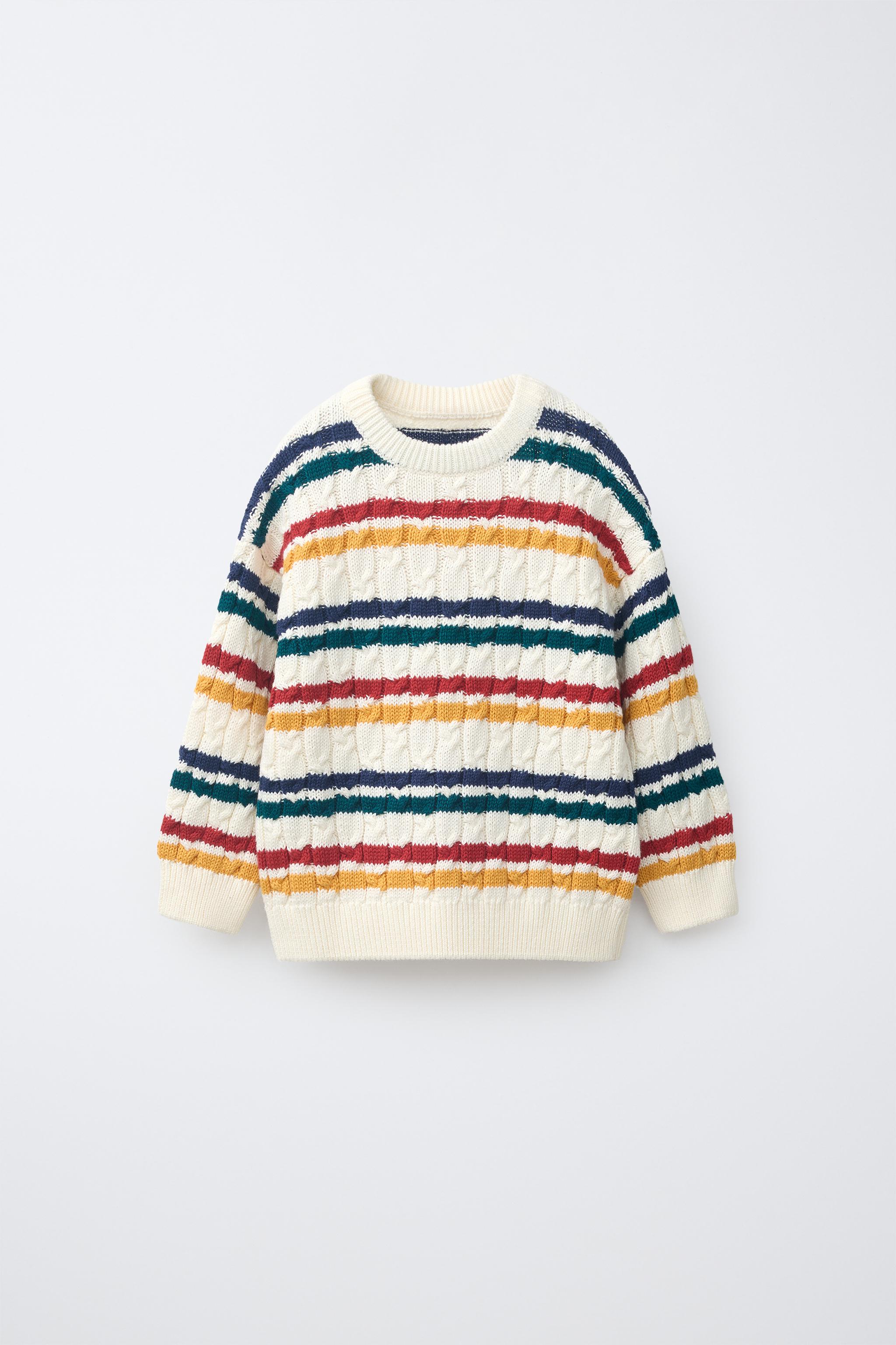 CABLE KNIT STRIPED JUMPER